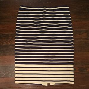 JCrew Navy and White Striped Pencil Skirt